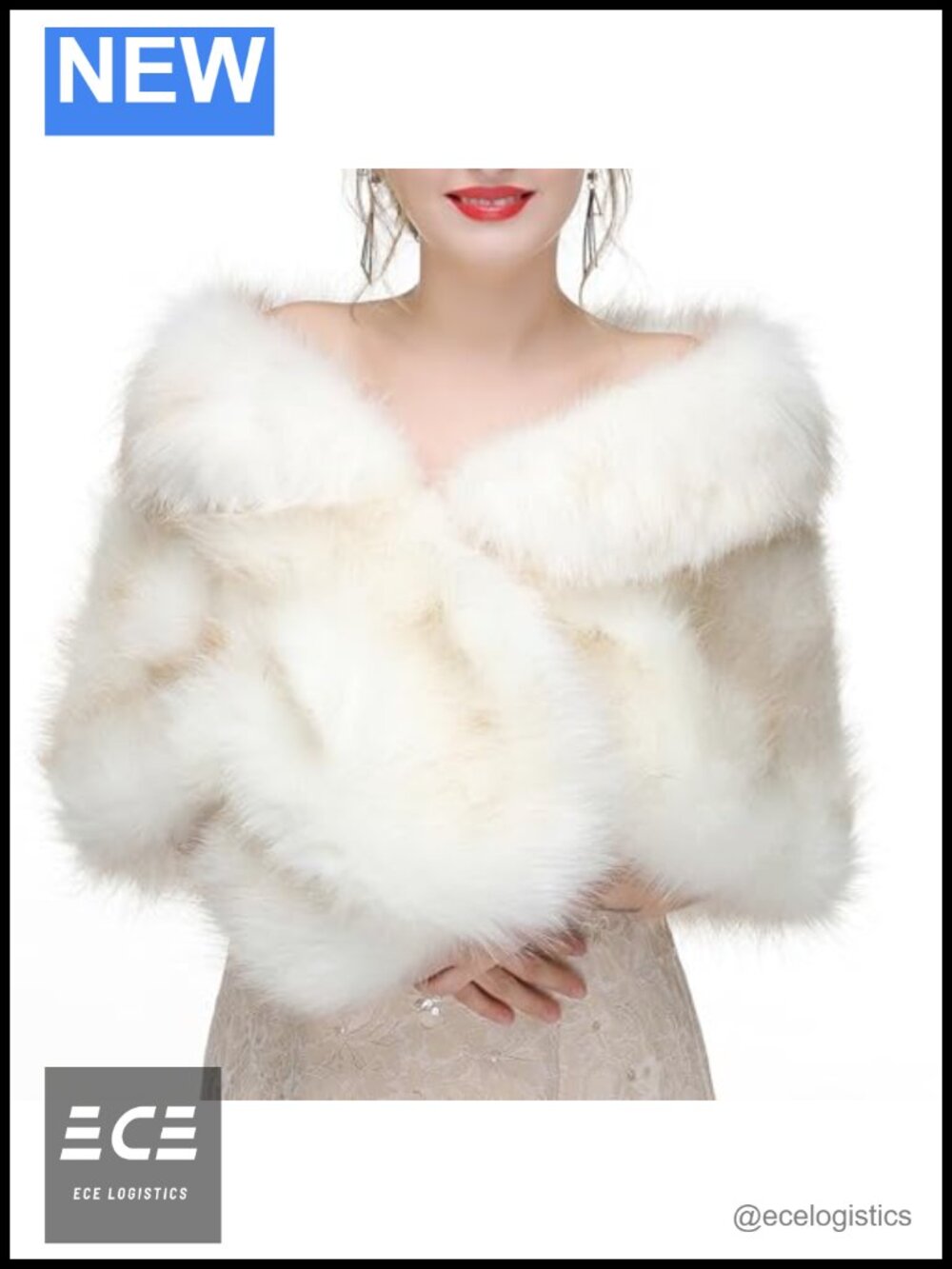 Faux Fur Shawl Wrap Satin Lined Winter Wedding Evening Bridal Cape Stole